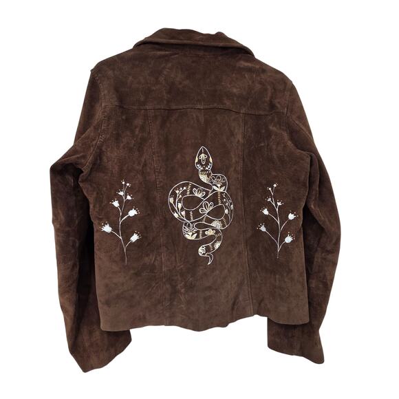 VINTAGE SONOMA MEDIUM LEATHER BOHO SNAKE PAINTED WESTERN LONG SLEEVE JACKET - Picture 1 of 4